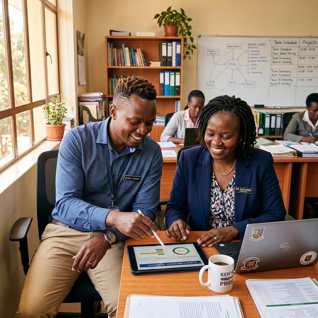 Kenyan School Principal and Teacher Collaborating